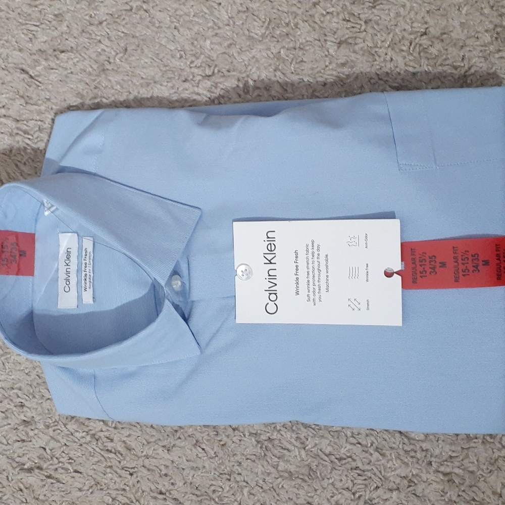 NWT Calvin Klein Long Sleeve Button Down Shirt - Blue